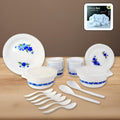 ALVENZA Plastic Dinner Set – Durable 36-Piece Blue Floral Design