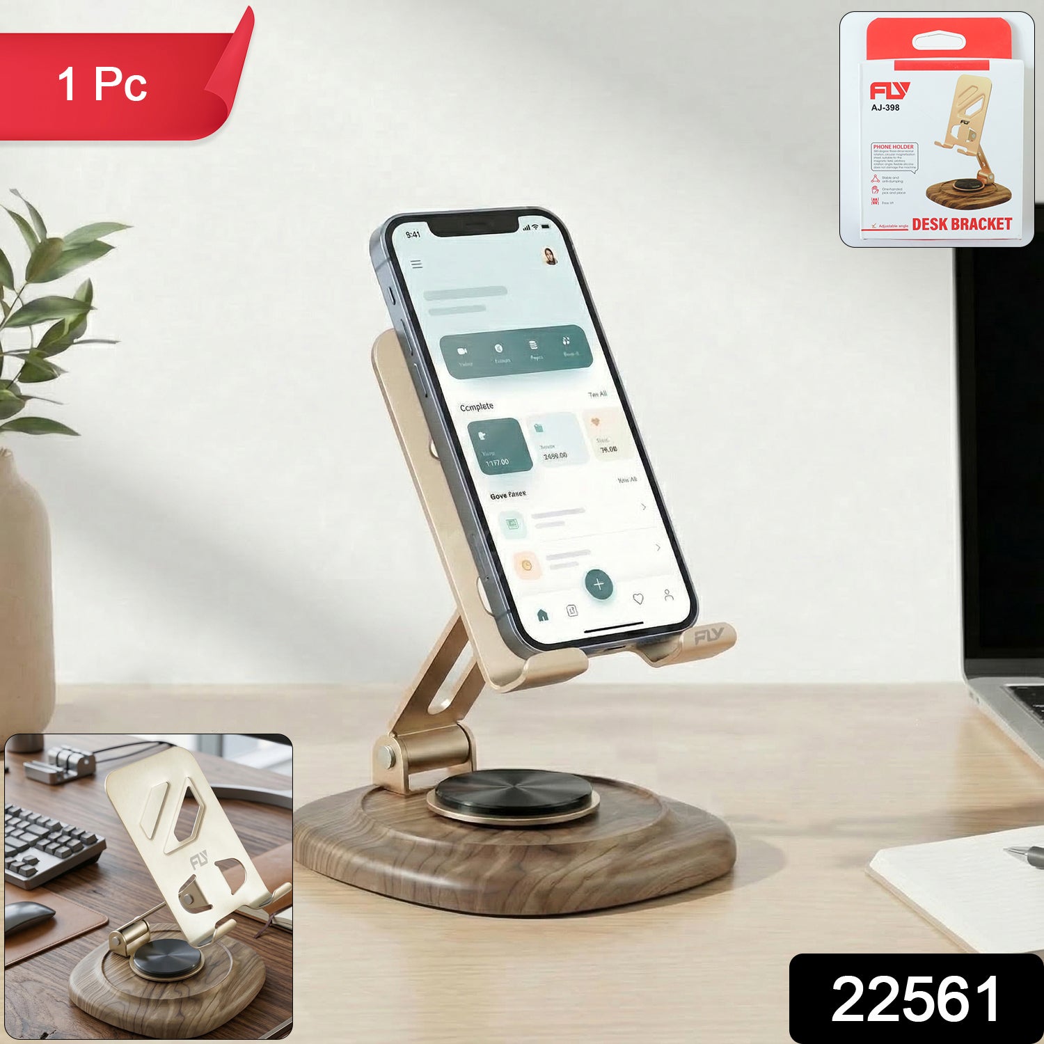 ALVENZA Adjustable Mobile Phone Stand – Sturdy & Compact Workspace Accessory