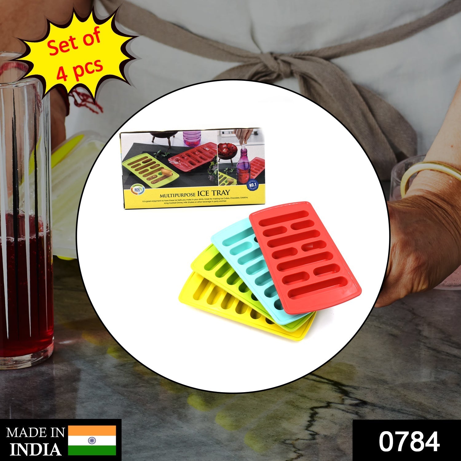 Ice Tray Set Lightweight & Easy to Use for Quick Ice Making - Side View