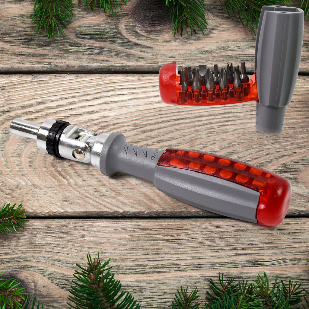 Ratchet Screwdriver Set Adjustable Angle & 20 Bits | BoltForce
