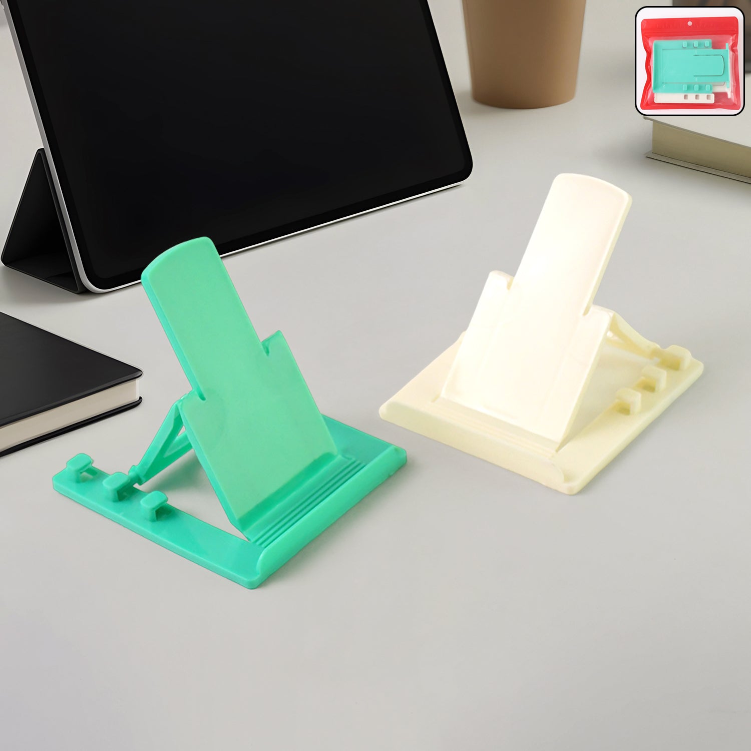 ALVENZA Mobile Phone Stand – Adjustable Foldable Plastic Holder Set (2 Pc)