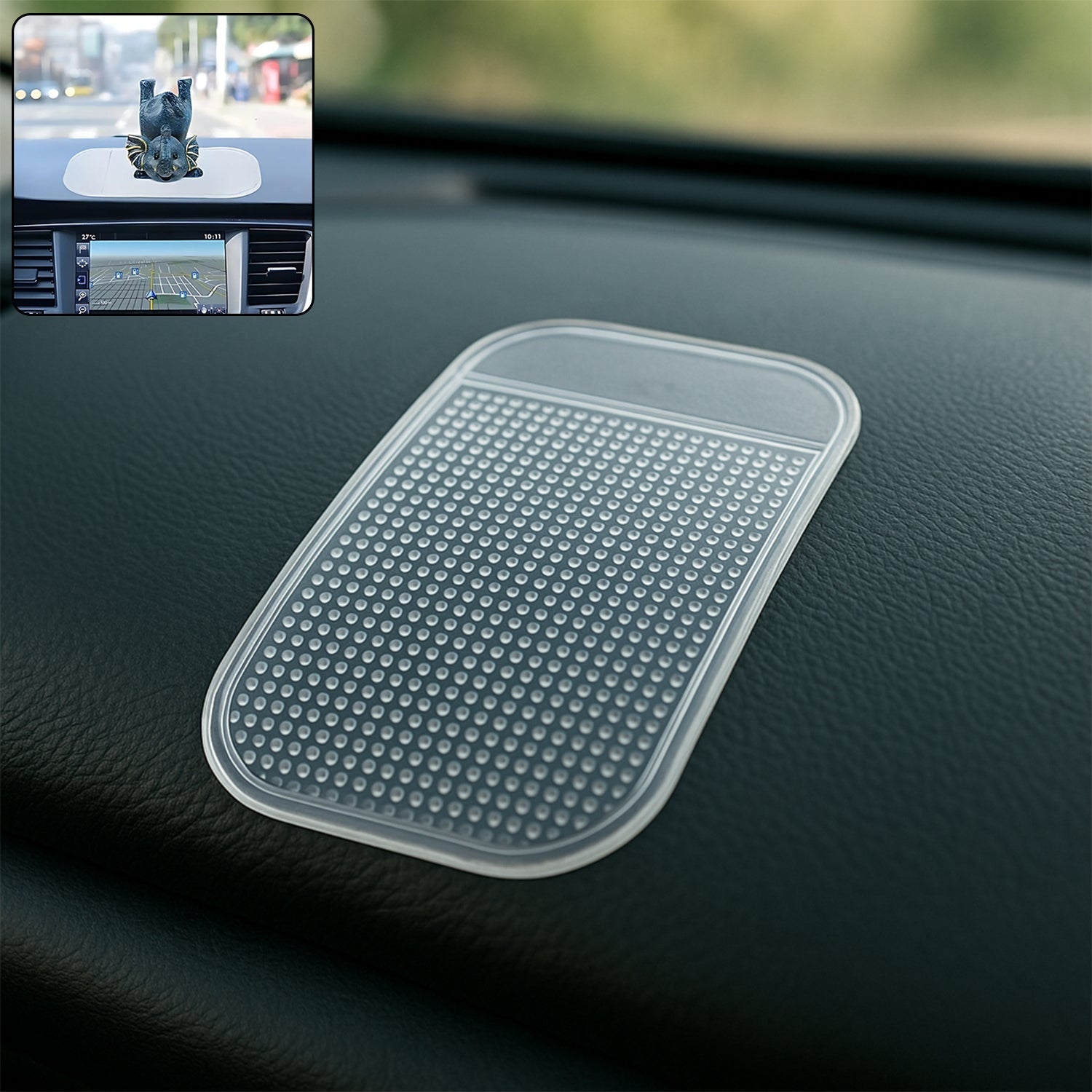 ALVENZA Transparent Non-Slip Silicone Dashboard Mat - Large Size Grip