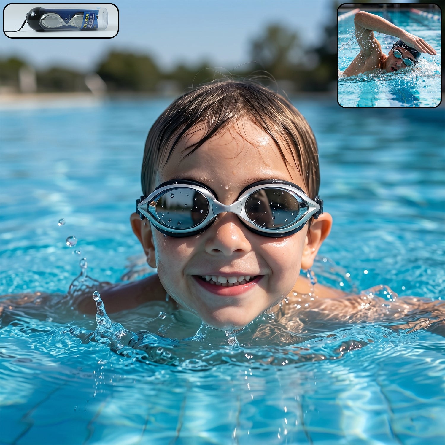 Kids Swim Goggles Leakproof & Anti-Fog for Clear Vision