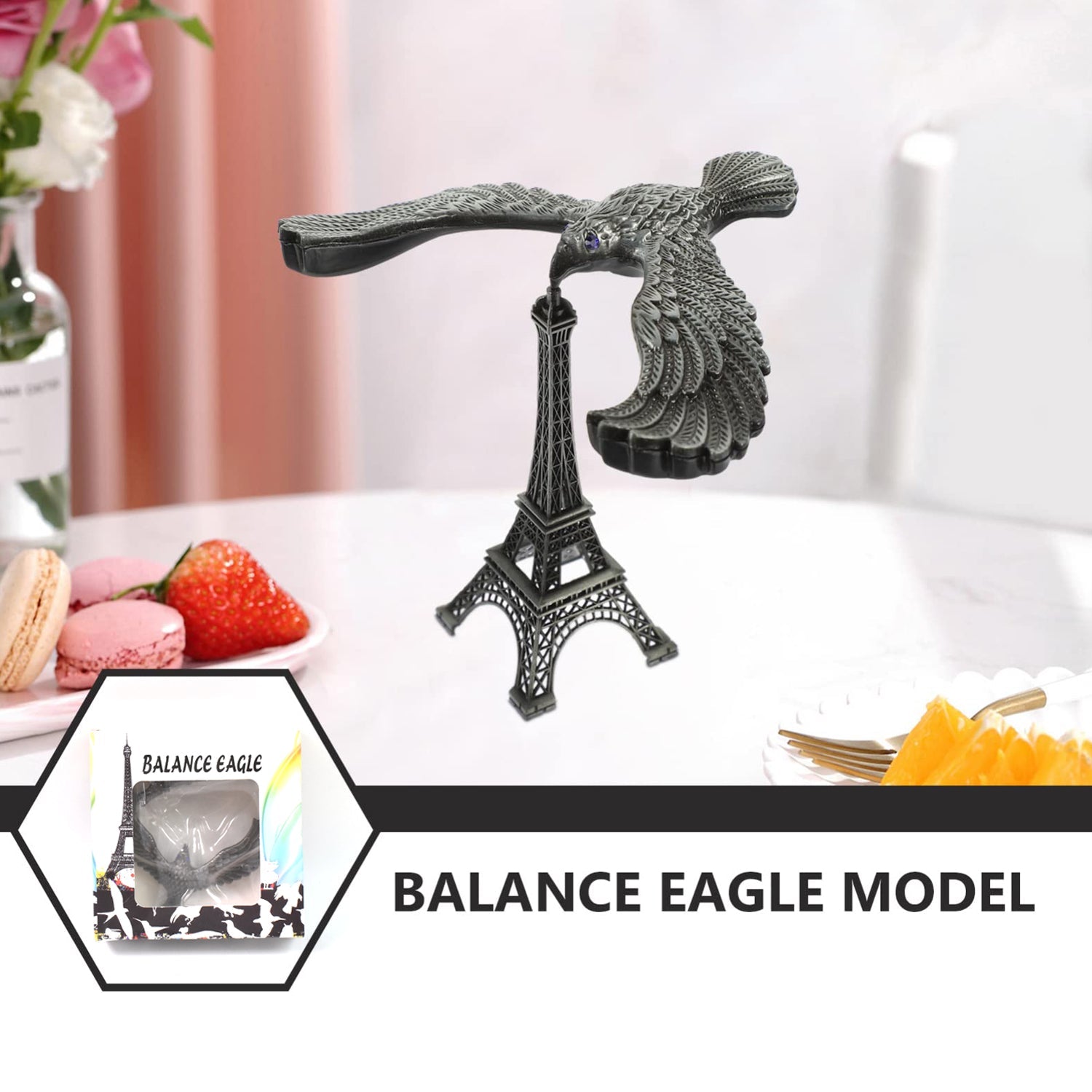 Balancing Eagle Toy Gravity-Defying Metal Desk Decor - Back View
