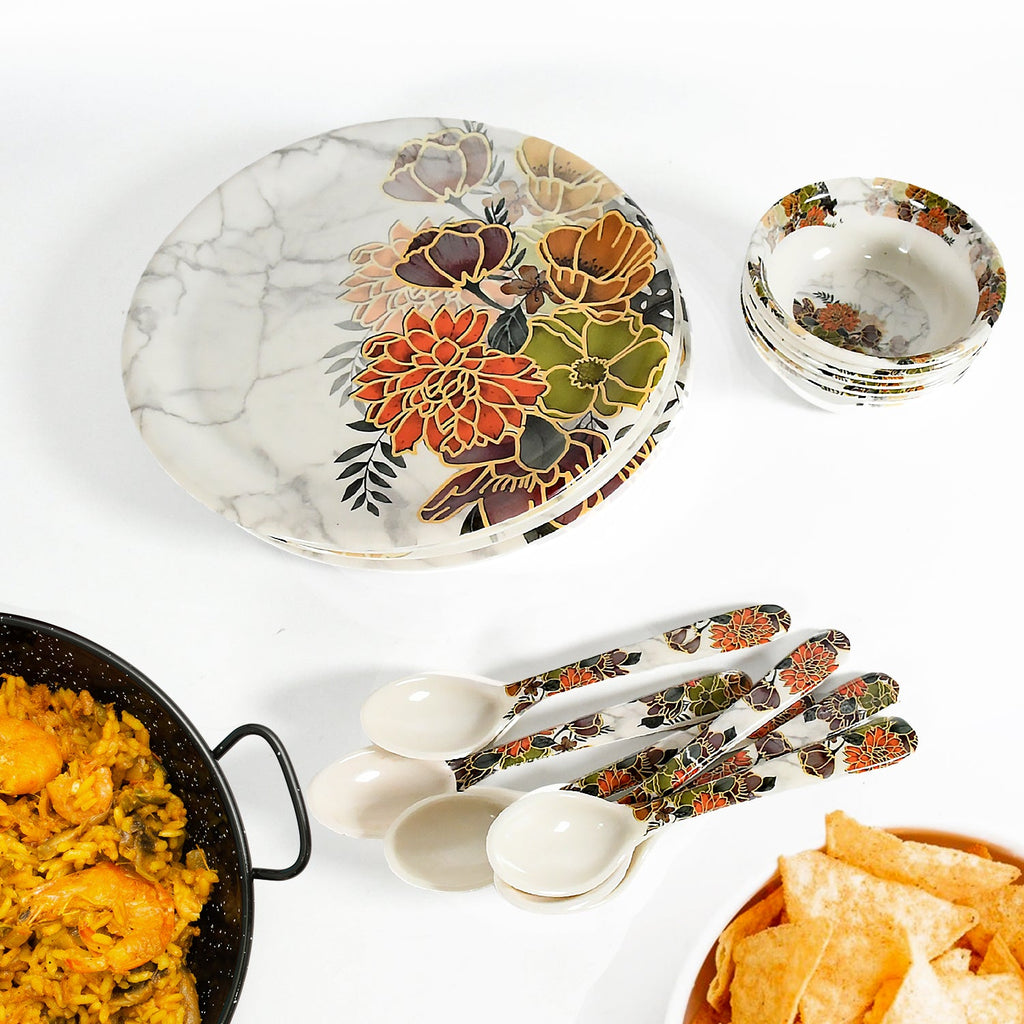 ALVENZA Plastic Dinner Set – 18-Piece Microwave & Dishwasher Safe | Jiaqi
