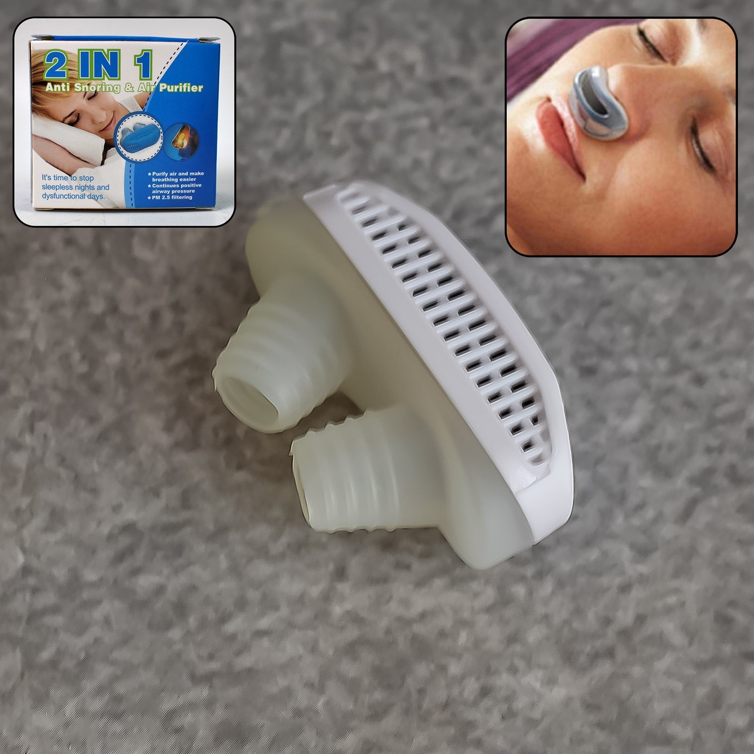 Anti-Snoring Nose Clip 2-in-1 Air Purifier Device