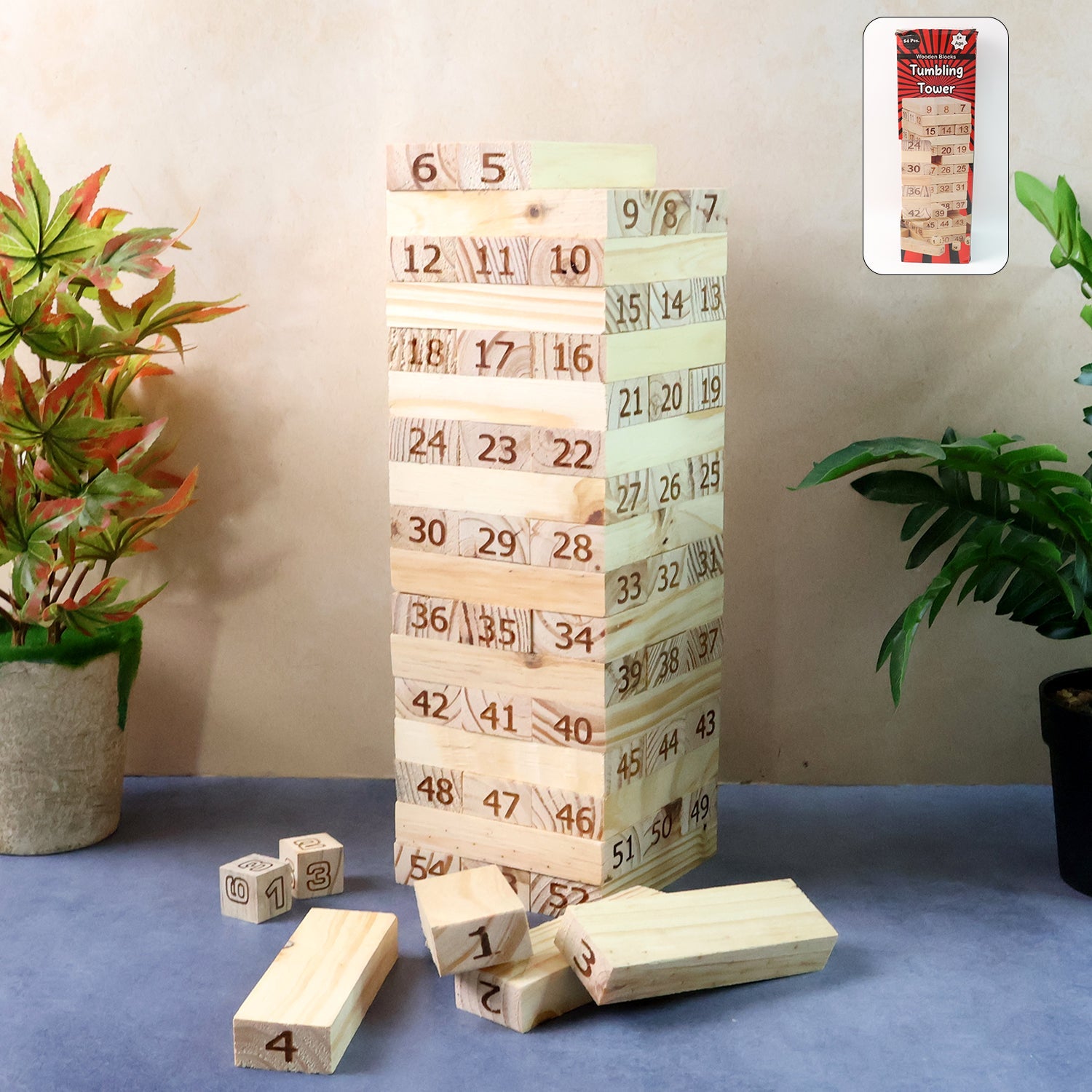 ALVENZA Numbered Wooden Tumbling Tower – Classic Stacking Game Fun