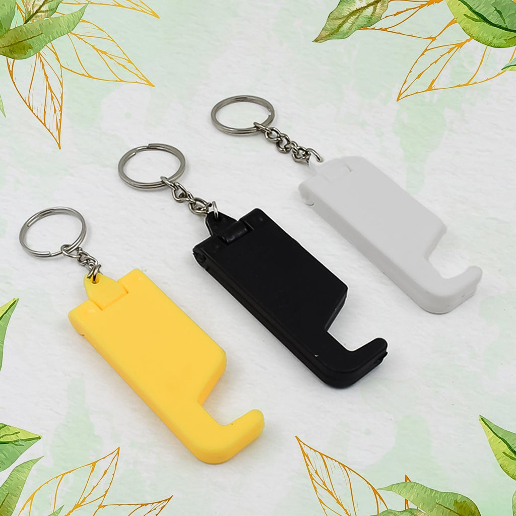 ALVENZA Plastic Keychain Mobile Stand – 2 in 1 Multicolor Phone Holder Set