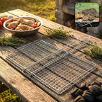 Heavy-Duty Stainless Steel BBQ Grill Basket Long Handle & Durable Construction - Side View