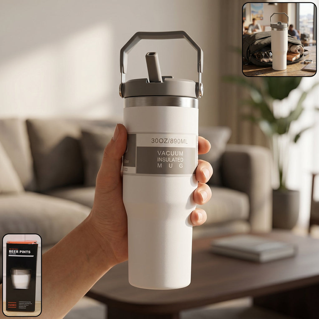ALVENZA Vacuum Insulated Stainless Steel Tumbler – Keeps Beverages Hot & Cold