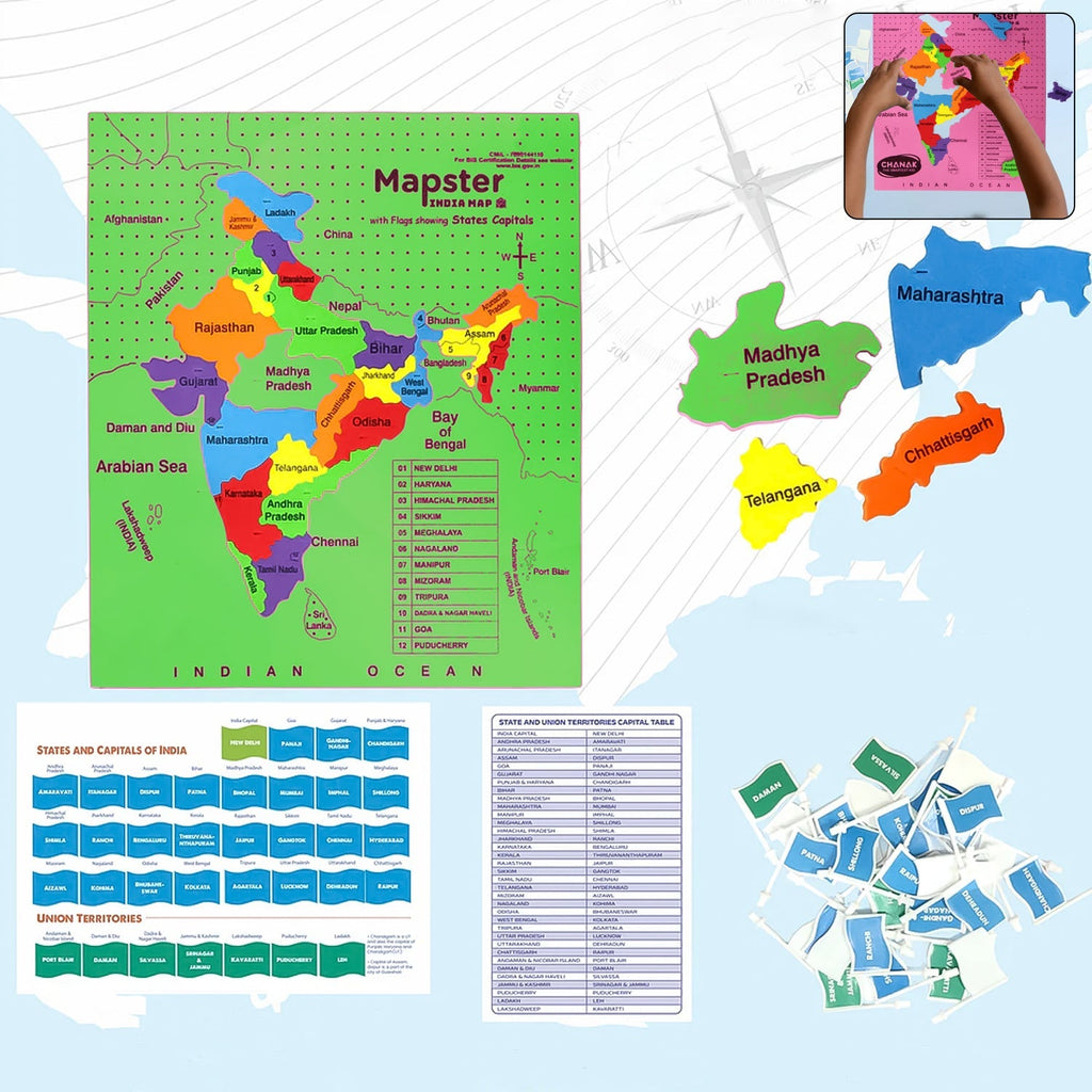 ALVENZA India Map Puzzle – Educational EVA Foam Game for Kids