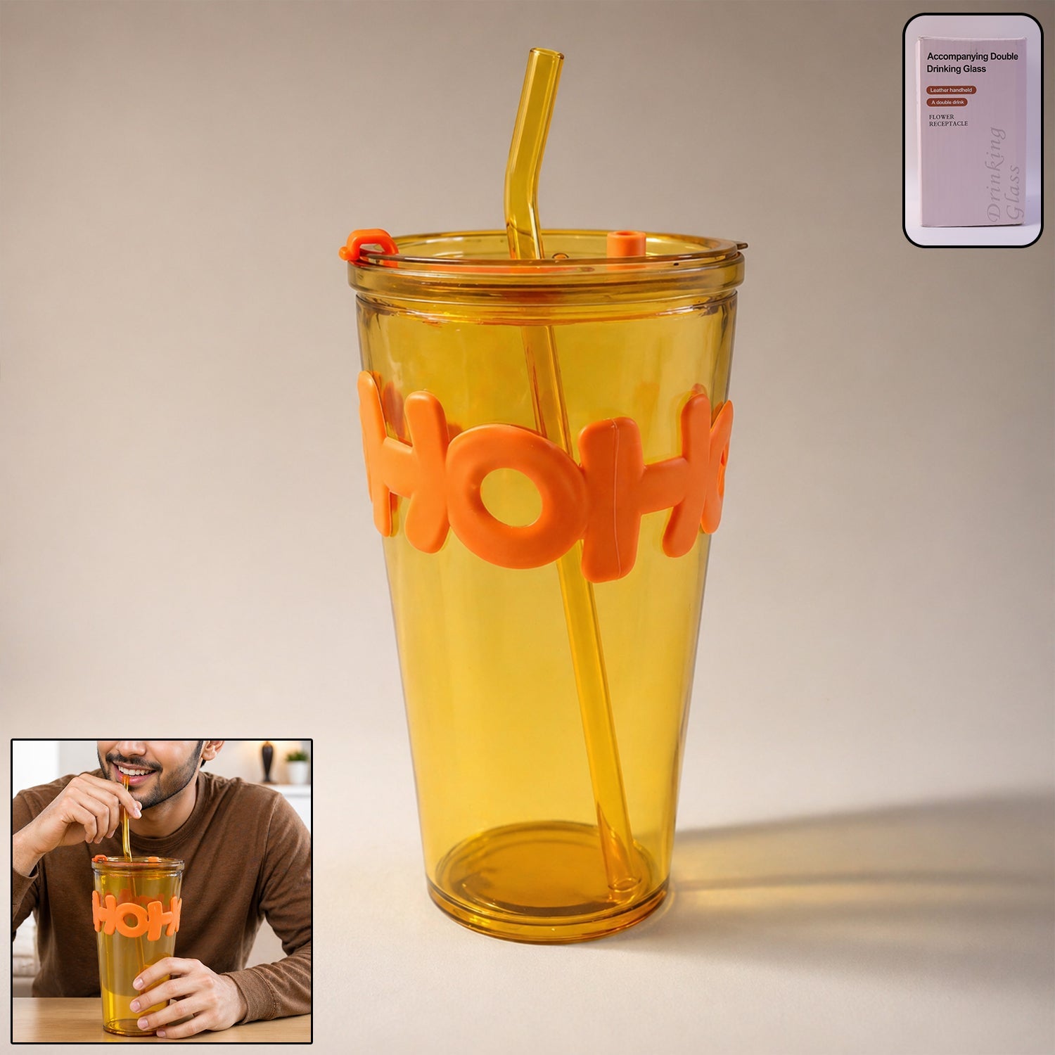 Glass Tumbler with Lid and Straw Leak-Resistant & Stylish