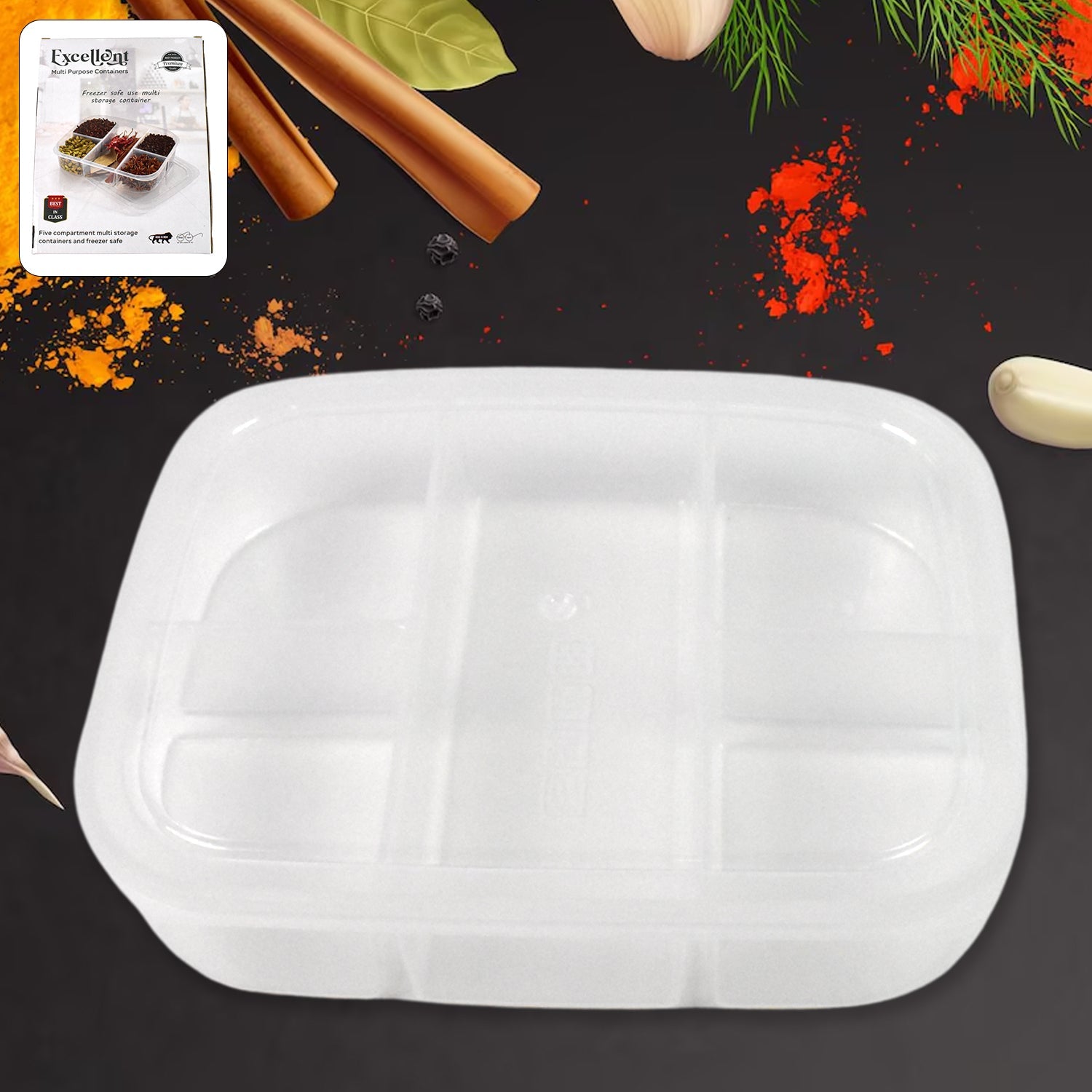 5 Compartment Lunch Box Reusable Food Prep Container | Lunchie Bunchie - Front View