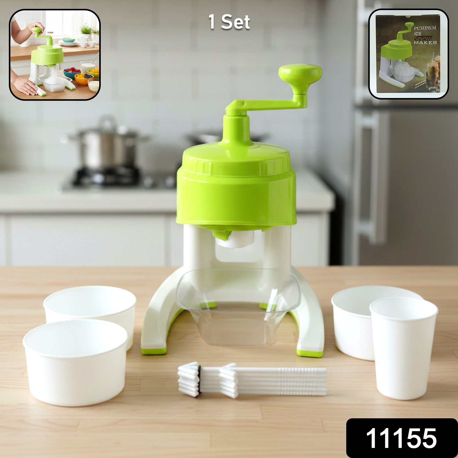 ALVENZA Manual Ice Crusher – Hand Crank Snow Maker for Beverages