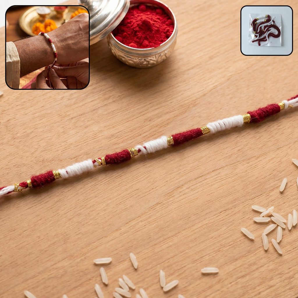 Traditional Pearl Beaded Rakhi Elegant Festive Design for Raksha Bandhan - Side View