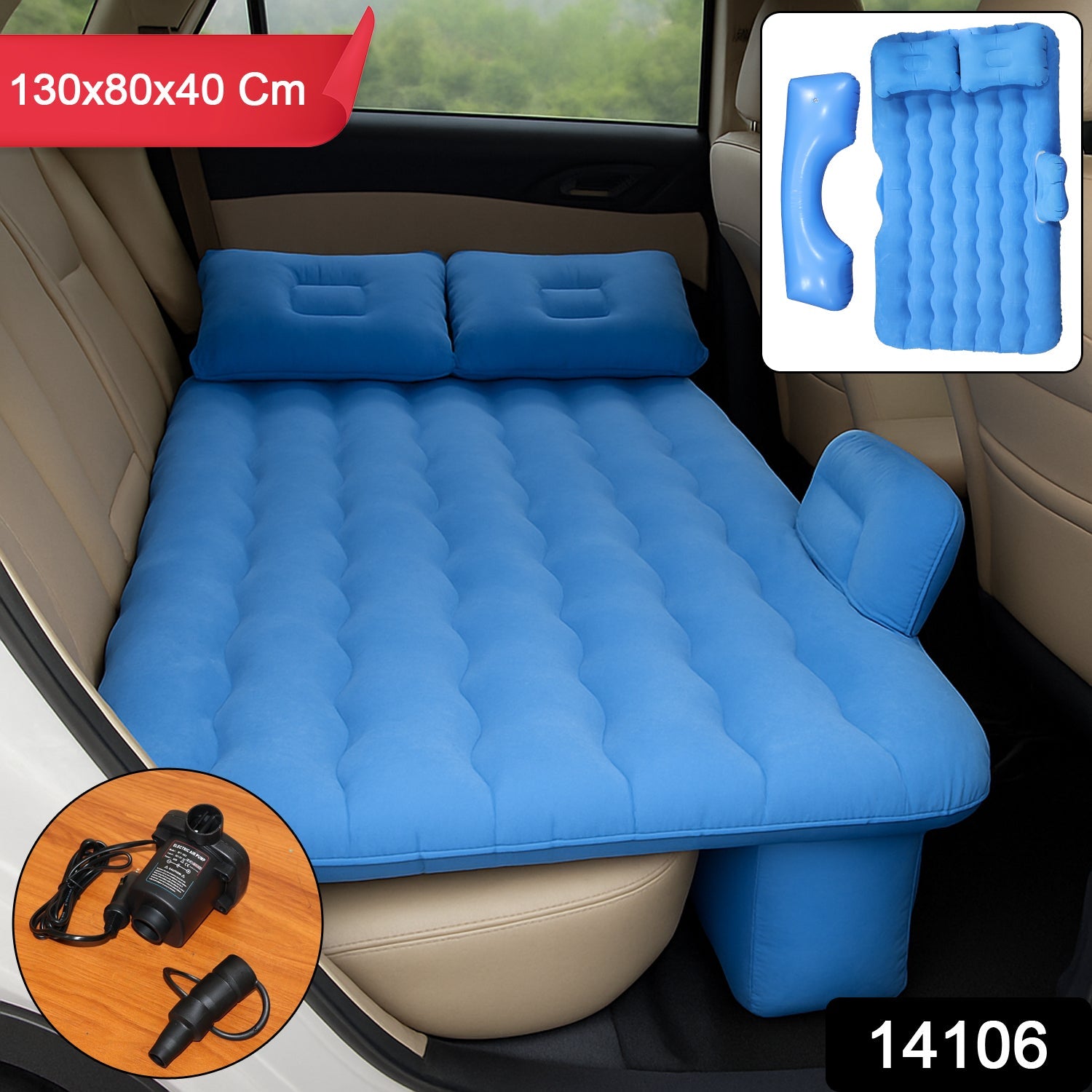 ALVENZA Inflatable Car Backseat Air Mattress – Portable Comfort with Pump & Pillows, Car Sofa