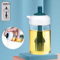 Glass Oil Dispenser with Brush Borosilicate Kitchen Bottle