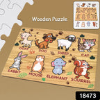 Wooden Animal Puzzle Educational Learning Board | Inventive Play - Side View