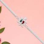 ALVENZA Turtle Rakhi – Red Green Enamel with Silver Metal Chain