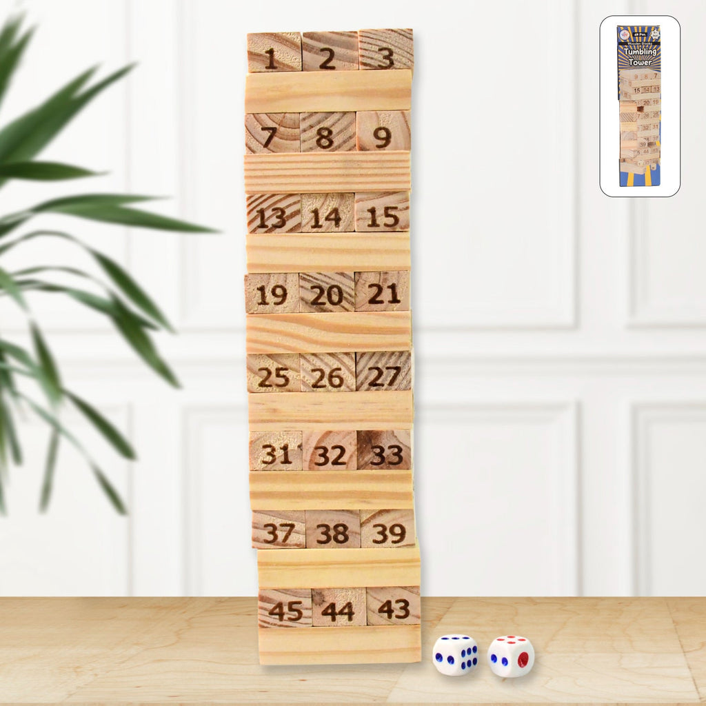 Wooden Tumbling Tower Game 48pc Family Stacking Blocks | Puzzle Vista
