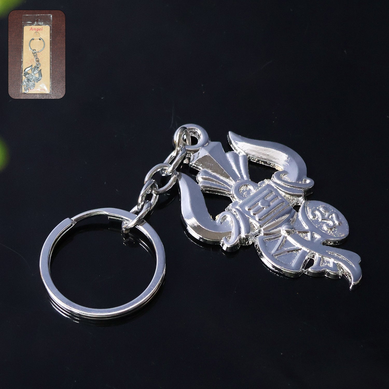 ALVENZA Mahakal Trishul Metal Keychain Set – Durable Devotional 2-Pc