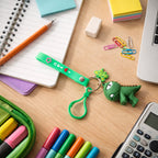 ALVENZA Dinosaur Cartoon Keychain – Durable Silicone Strap Charm