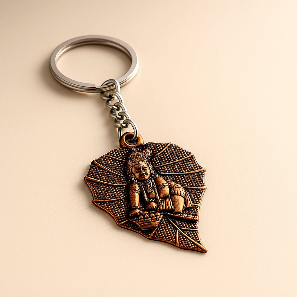 ALVENZA Bal Krishna Antique Bronze Keychain – Spiritual & Durable