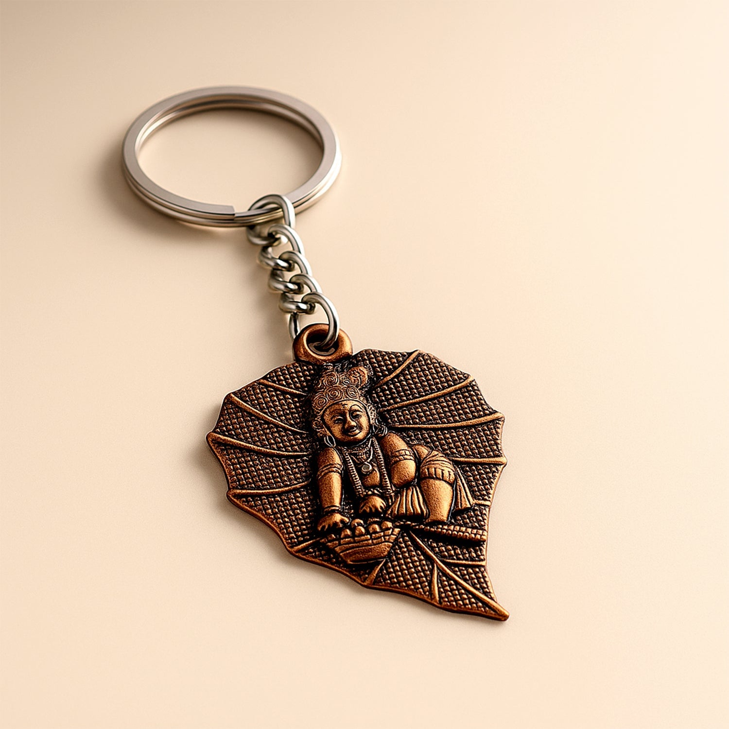 ALVENZA Bal Krishna Antique Bronze Keychain – Spiritual & Durable