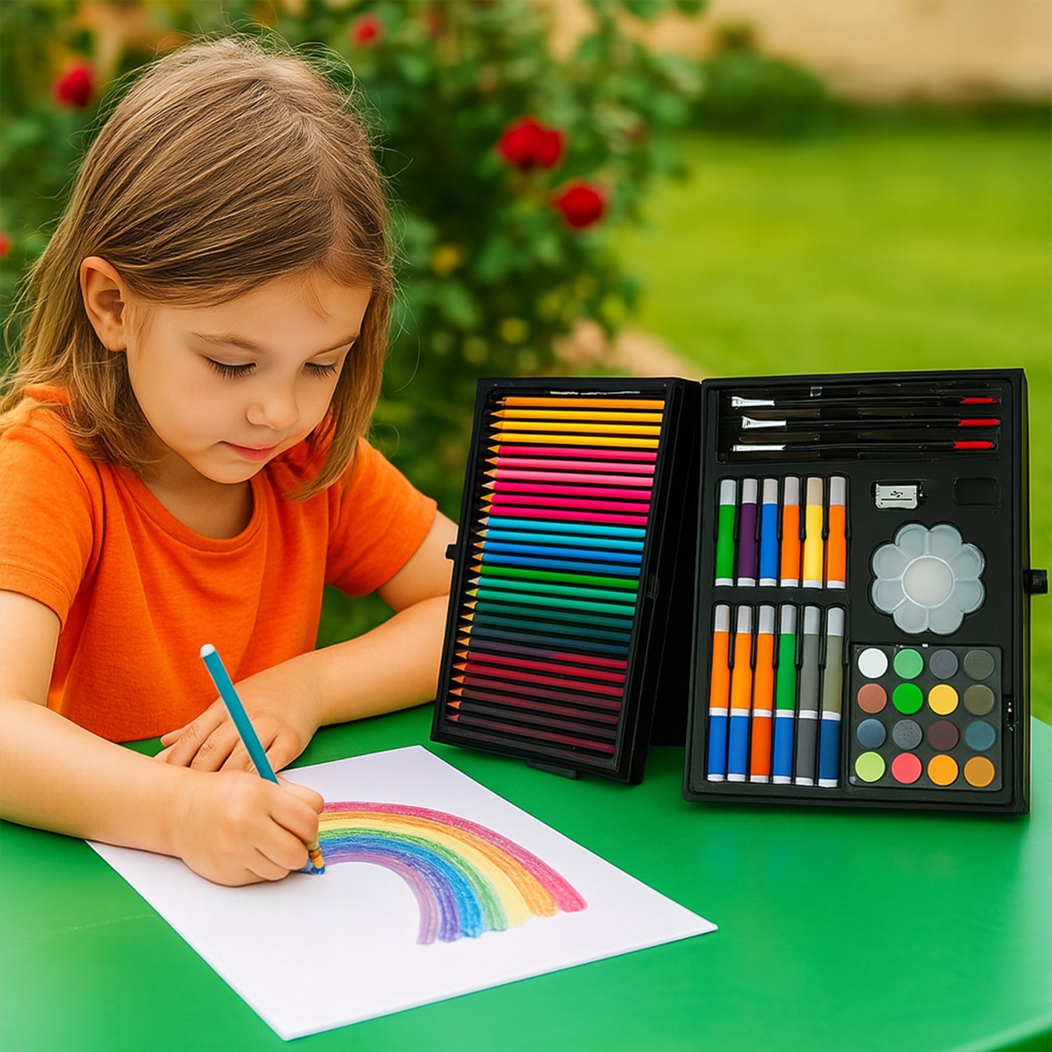 Kids Art Set 145 Pcs Unicorn Drawing & Painting Kit - Front View