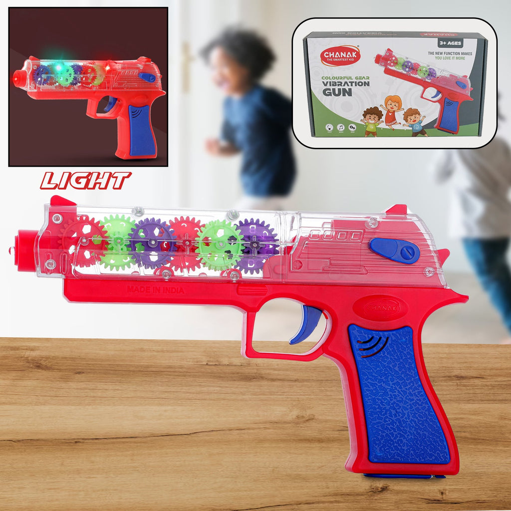 ALVENZA Transparent Gear Toy Gun – 3D Lights & Music for Kids | Aditi