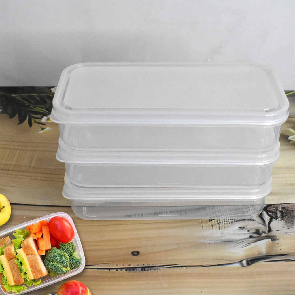 Plastic Lunch Box Set 3-Piece Square Storage | Konvex - Side View
