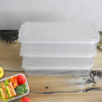 Plastic Lunch Box Set 3-Piece Square Storage | Konvex - Side View