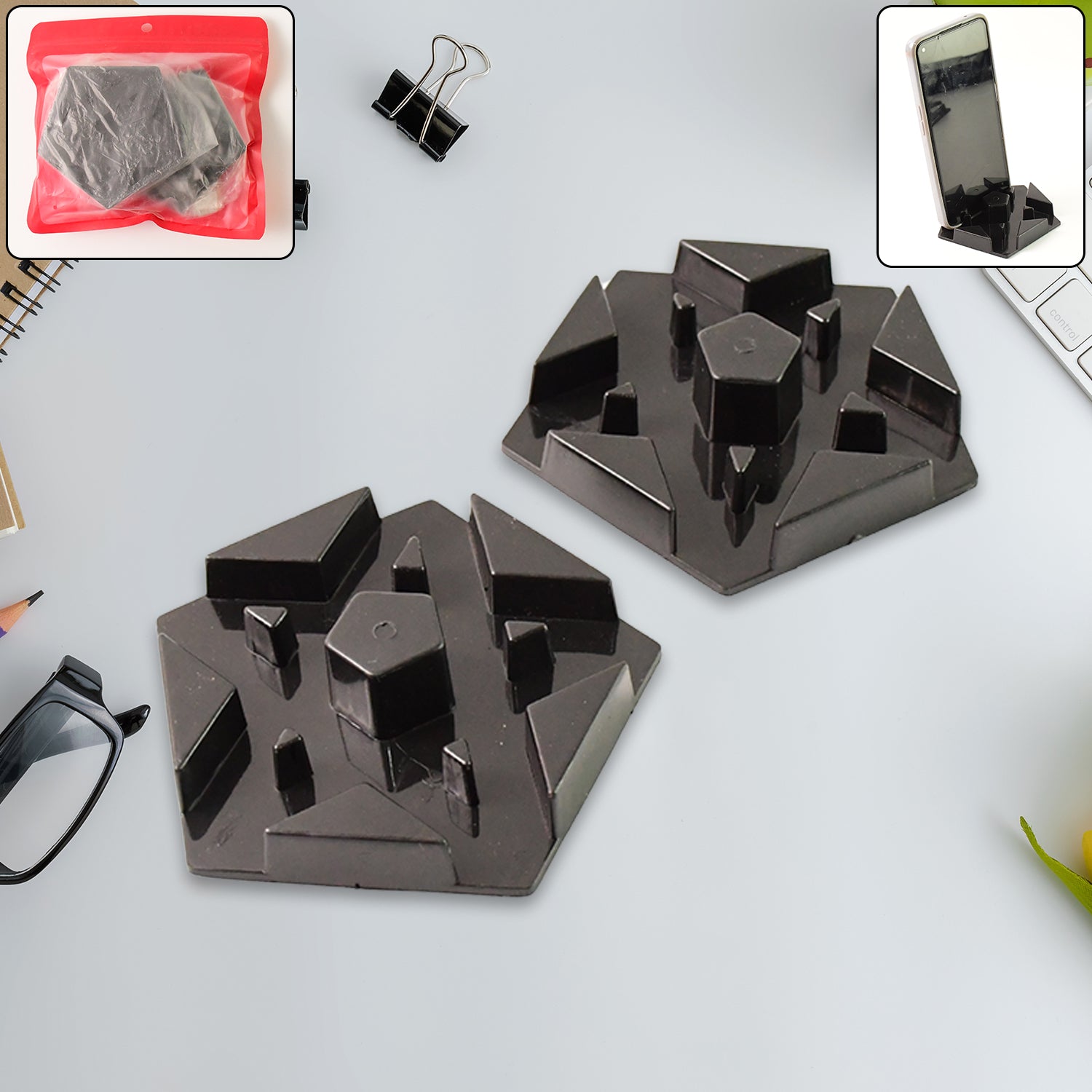 ALVENZA Multi-Angle Mobile Phone Stand – Hexagonal Plastic Holder 2 Pc