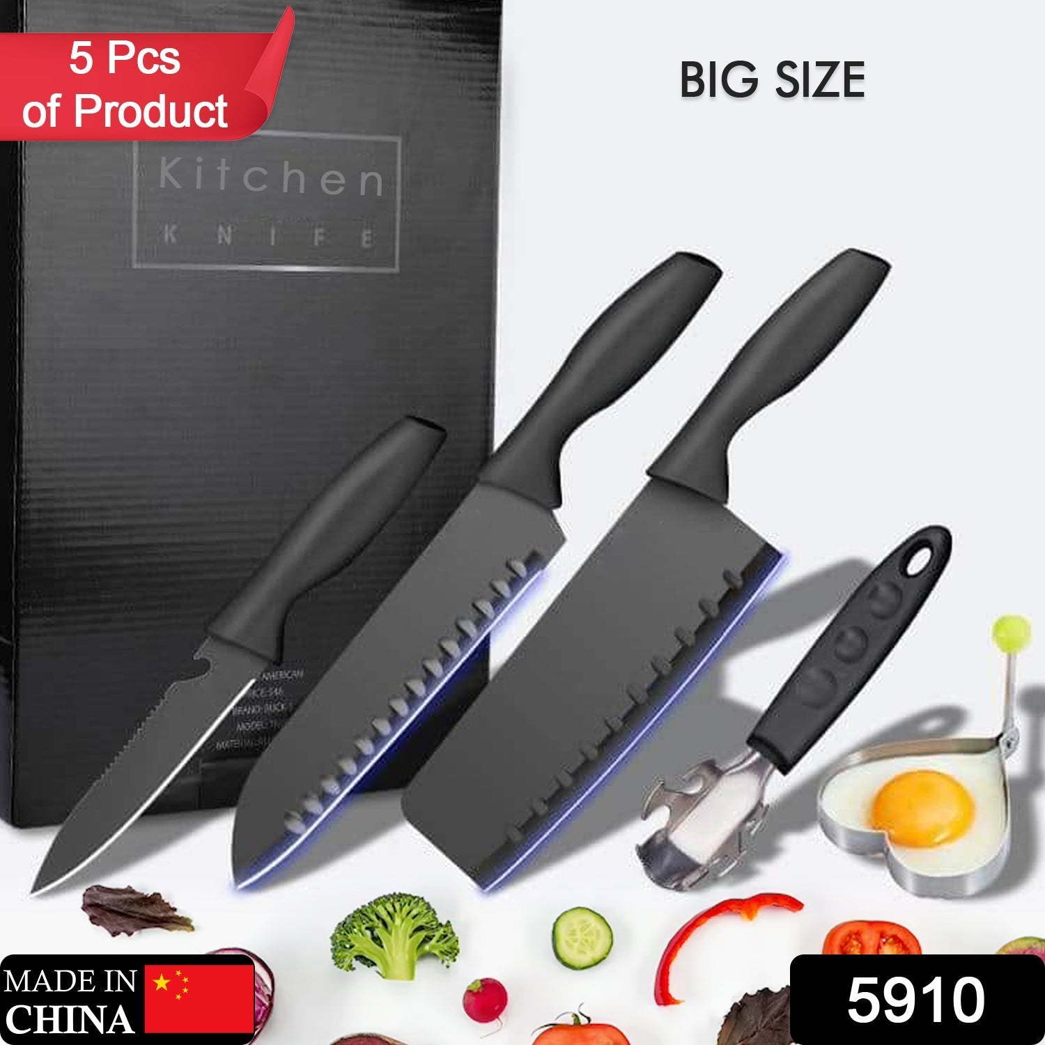 ALVENZA Stainless Steel Kitchen Knife Set – 5-Piece Professional | DeoDap