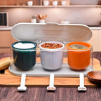 Spice Box 3-Grid Masala Storage with Spoons | Tidy Table - Back View