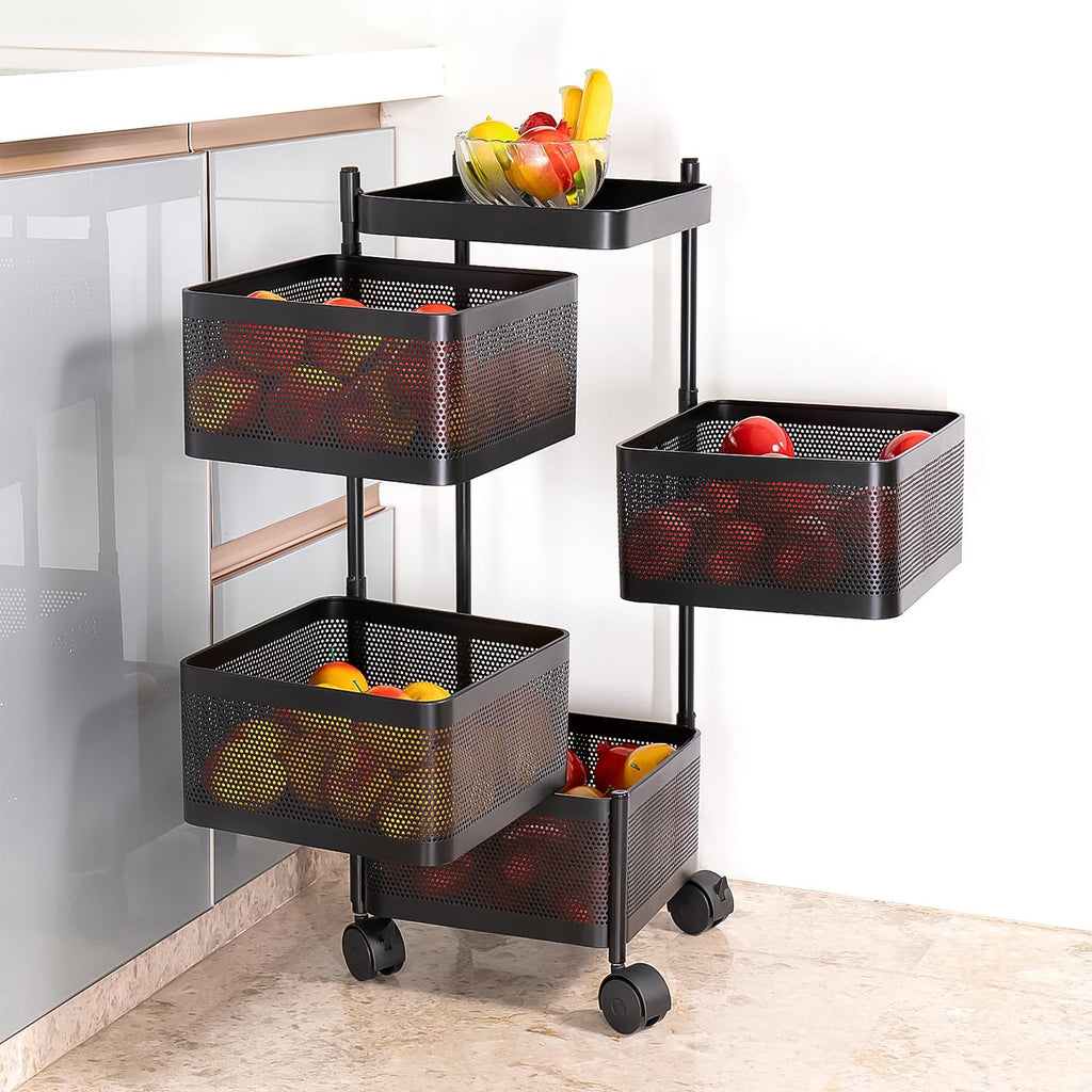 ALVENZA Metal Kitchen Trolley – 4 Layer Durable Storage Rack | Tidy Table