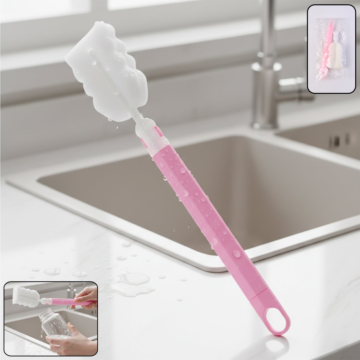 Long Handle Silicone Bottle Brush Gentle & Flexible Cleaning