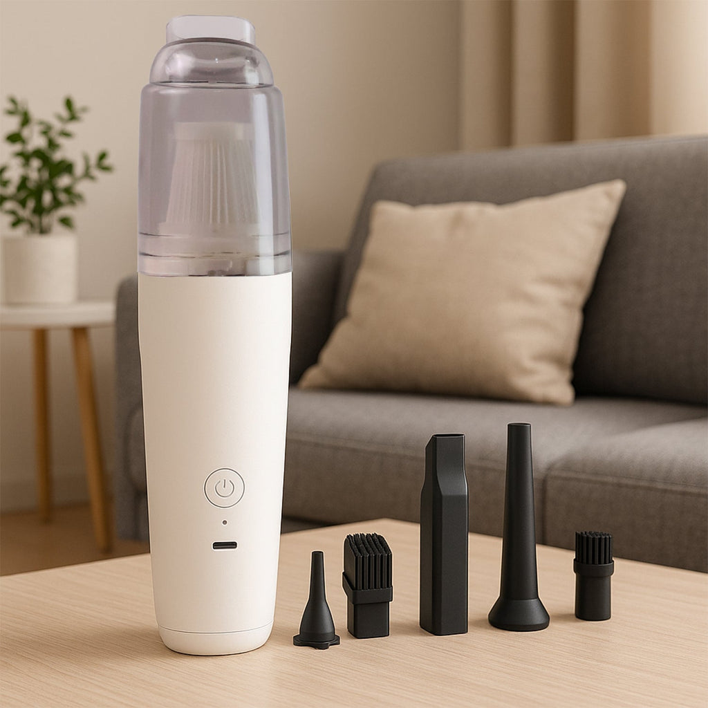 ALVENZA Mini Handheld Vacuum Cleaner – Cordless Rechargeable with 5 Nozzles