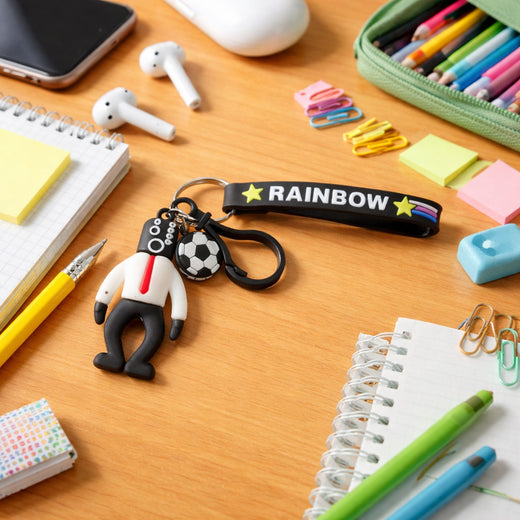 ALVENZA Rainbow Keychain – Colorful Cartoon Football Boy Accessory