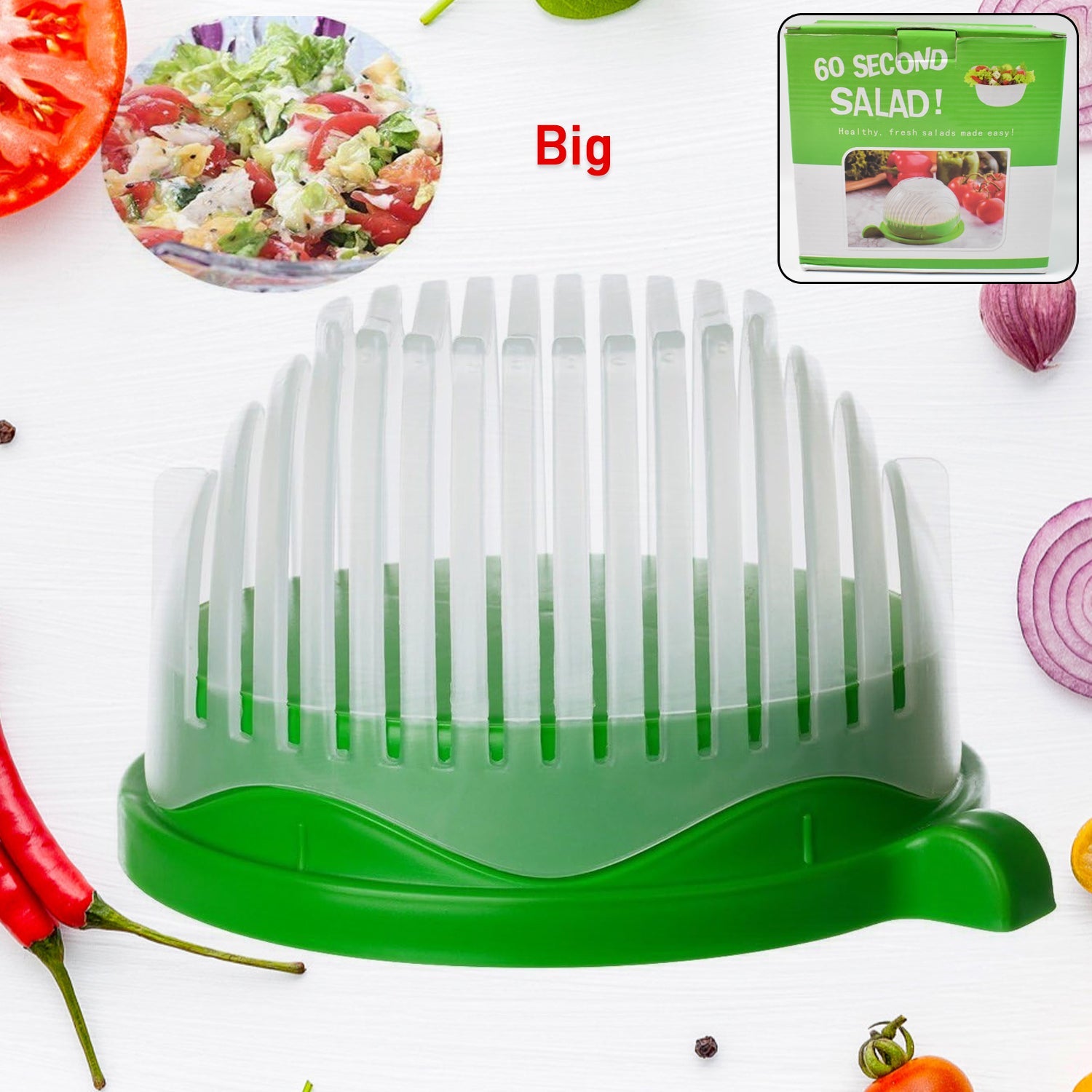 60 Seconds Salad Cutter Bowl Quick Vegetable & Fruit Slicer | Quickslice - Front View