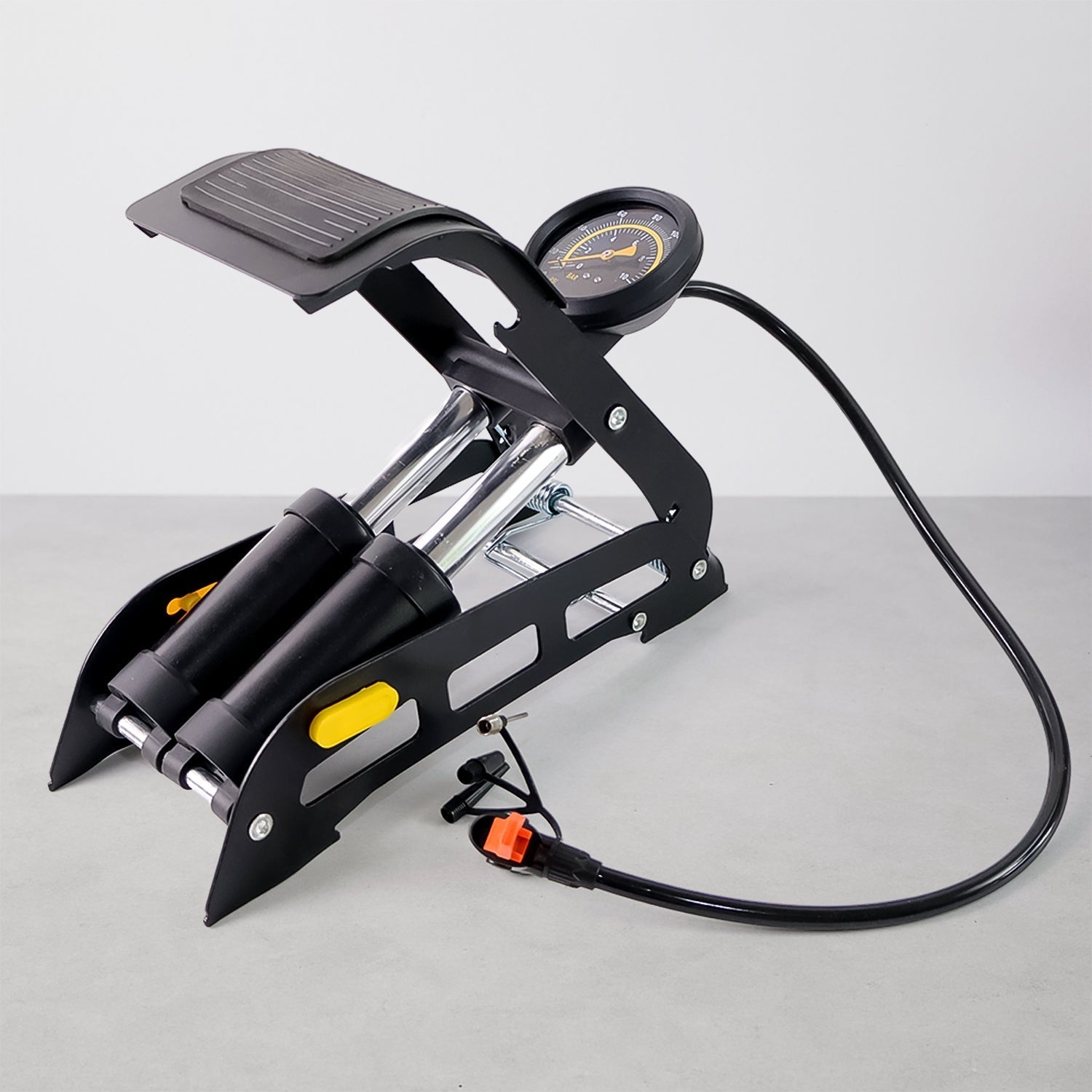 ALVENZA Foot Air Pump – Dual Cylinder, 150 PSI for Car & Bike | Carivox