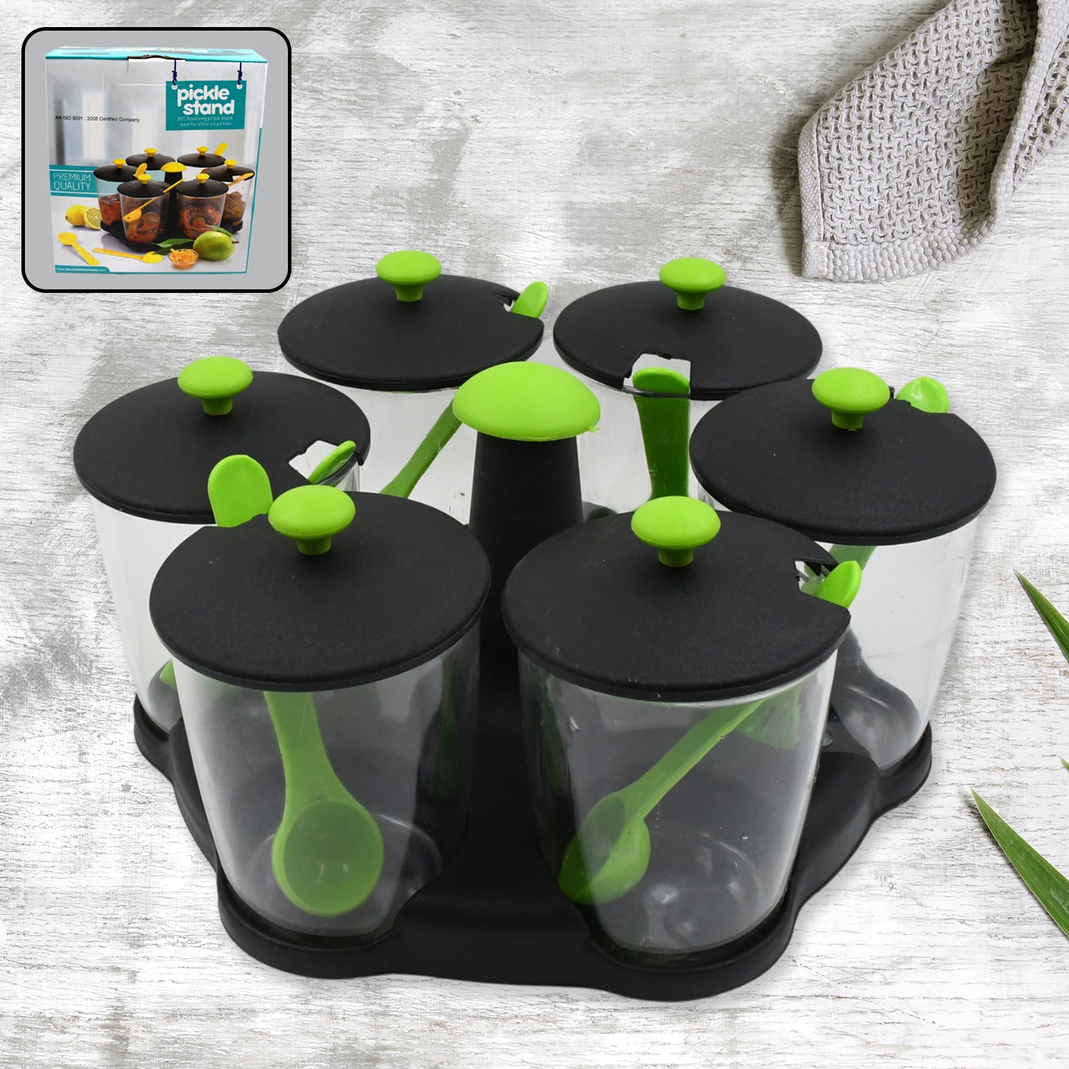 ALVENZA Revolving Spice Rack – 6-Piece Masala Container Set | Miracle