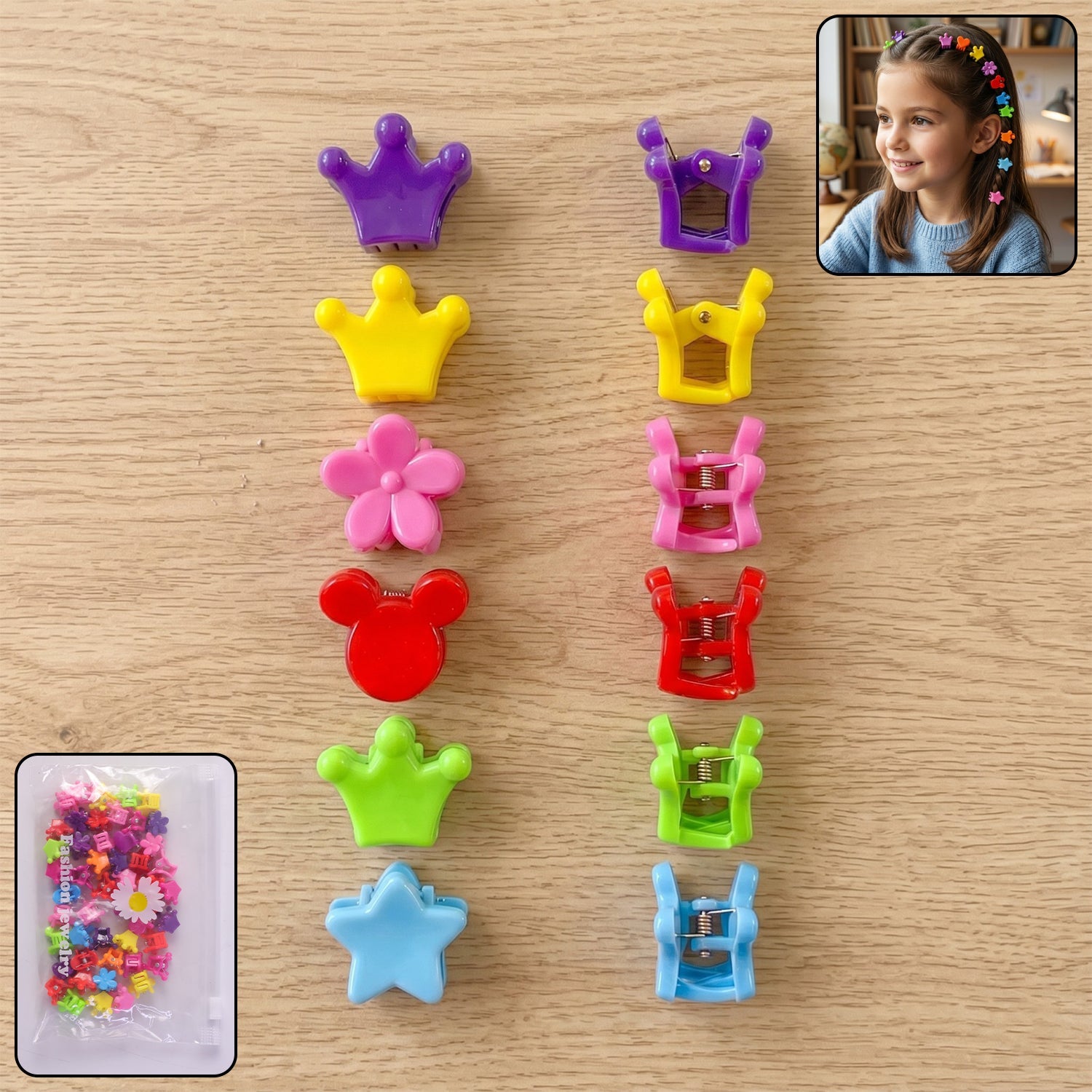 Mini Hair Claw Clips Set Cute & Strong Grip Styling Accessories