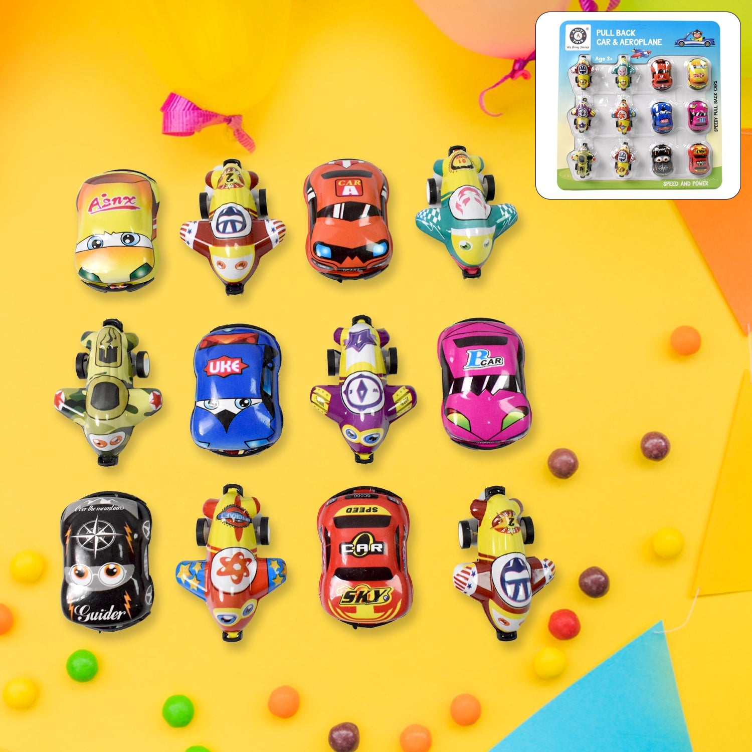 Mini Pull Back Car Toy Set 12-Piece Vehicle Collection | Aditi
