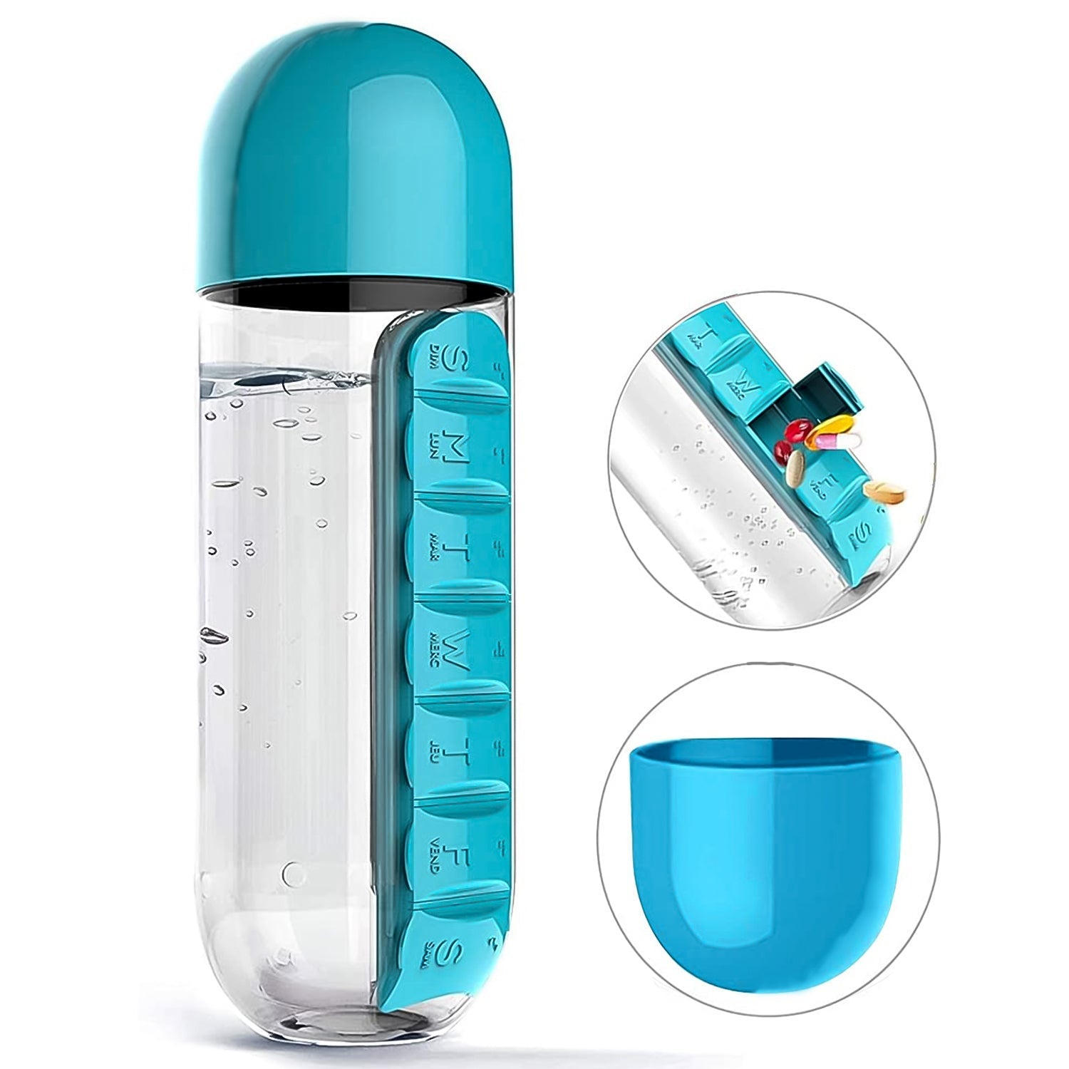 Pill Organizer Water Bottle 600ml – Travel Friendly | Own Hydrate