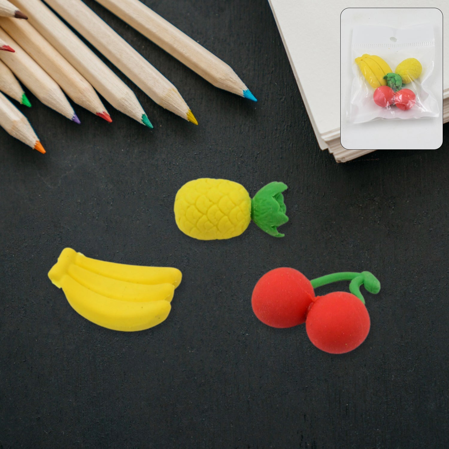 Colorful Erasers Fun and Vibrant Stationery for Kids - Side View