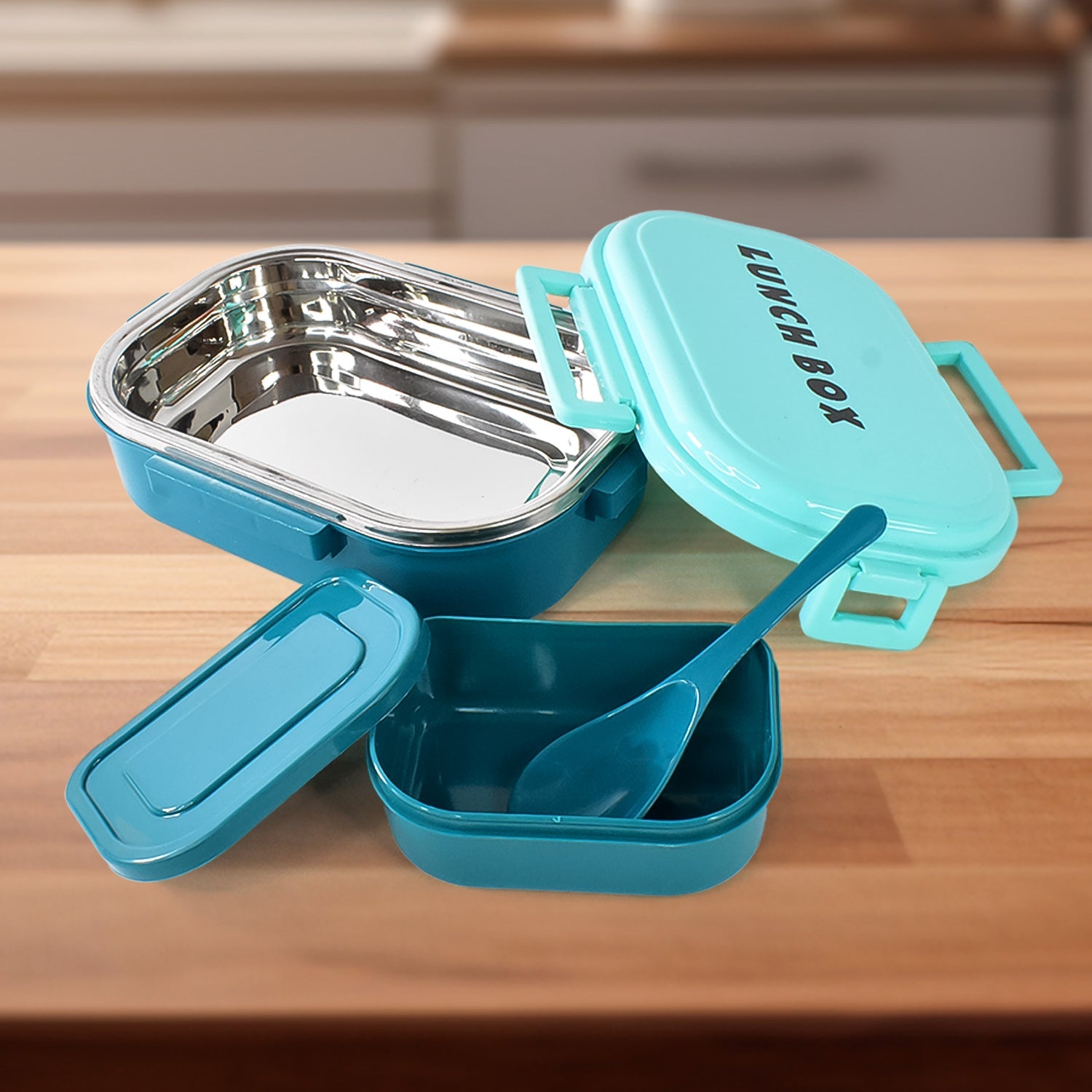 ALVENZA Stainless Steel Lunch Box – 3-in-1 Leakproof Set | Lunchie Bunchie