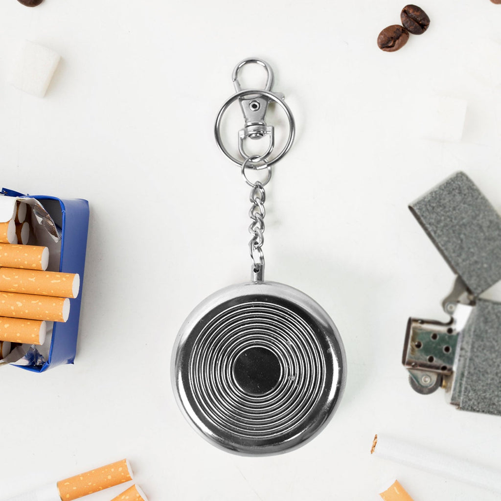 Mini Stainless Steel Ashtray Portable with Secure Lid for Travel - Back View