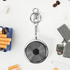Mini Stainless Steel Ashtray Portable with Secure Lid for Travel - Back View