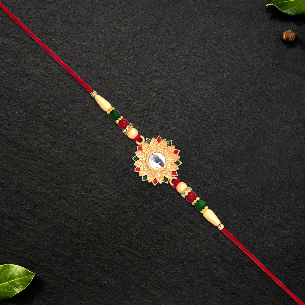 ALVENZA Floral Mirror Rakhi - Elegant Brother Gift for Raksha Bandhan